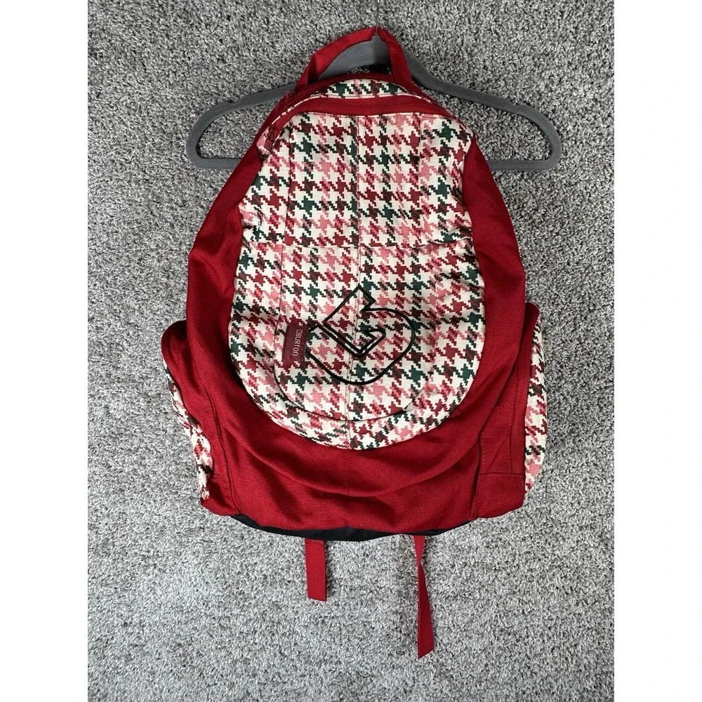 Burton‎ Red Houndstooth Backpack Padded Straps School Bag Laptop Snowboard